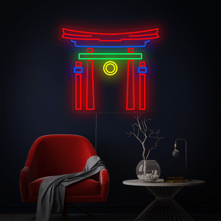 "Japansk Toriiport" Neonskylt