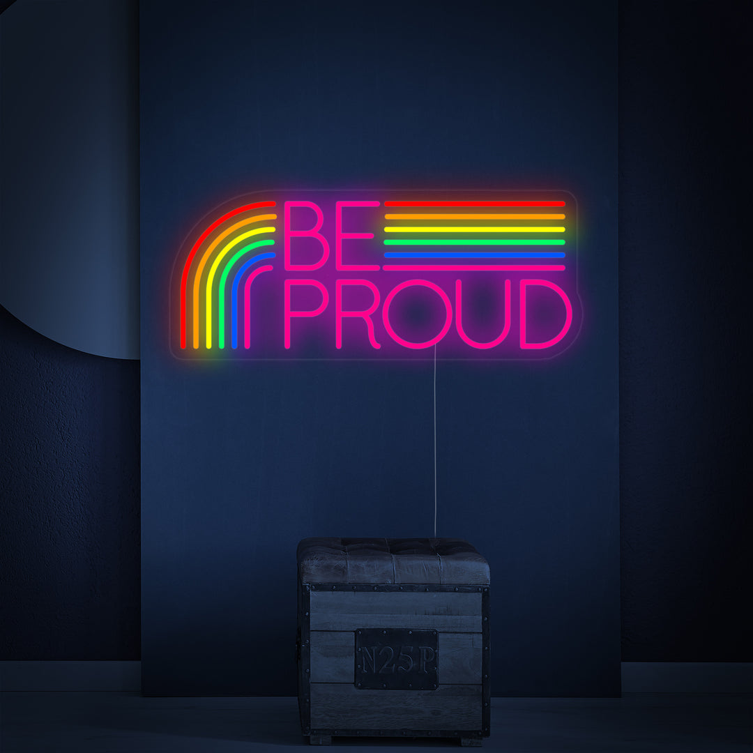 "LGBT Be Proud, Regnbåge" Neonskylt