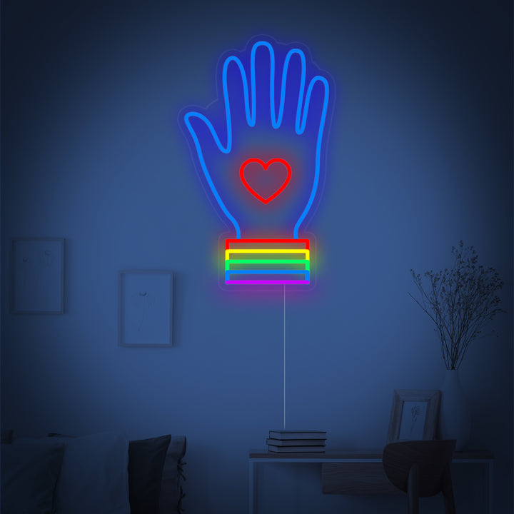 "Regnbågsflagg Lgbt-Stolthet Unik, Hand" Neonskylt