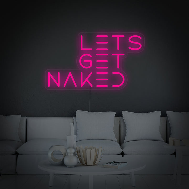 "Lets Get Naked Bathroom" Neonskylt