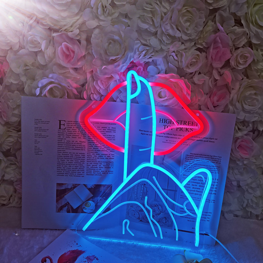 "Läppar, Var Tysta" USB Mini LED Neonskylt