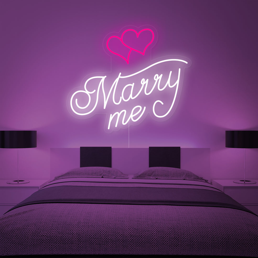 "Marry Me, Hjärtan" Neonskylt