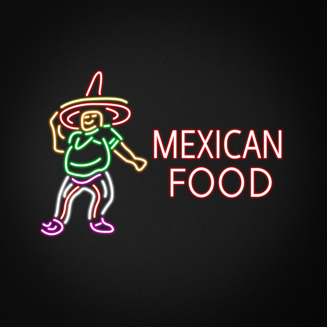 "Mexican Food, Man, Logotyp" Neonskylt