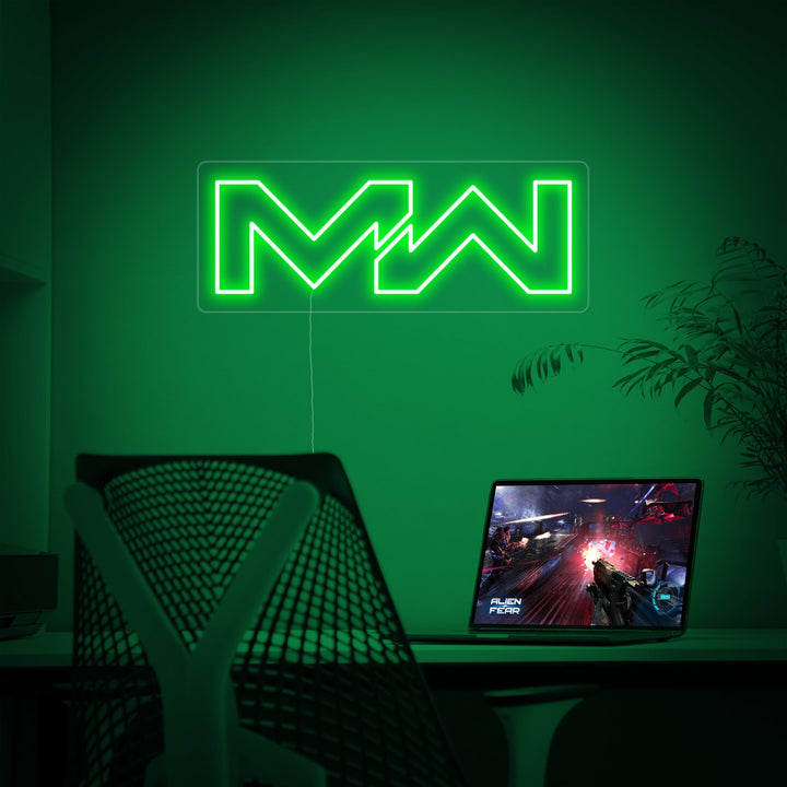 "Mw, Rumsinredning För Spelare" Neonskylt