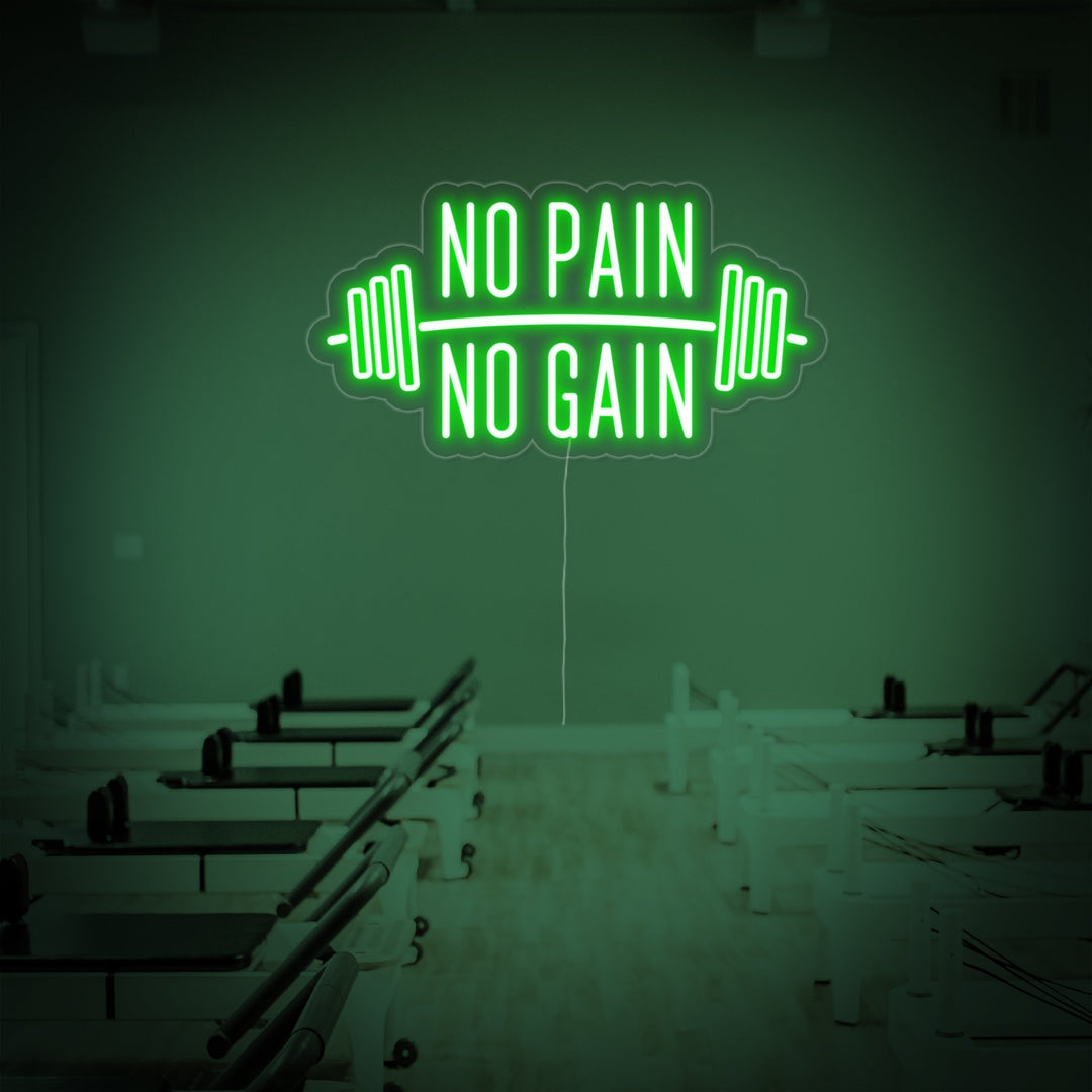 "No Pain No Gain, Gymdekor, Gymcitat, Fitnesscitat, Träningscitat" Neonskylt