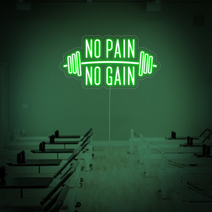 "No Pain No Gain, Gymdekor, Gymcitat, Fitnesscitat, Träningscitat" Neonskylt