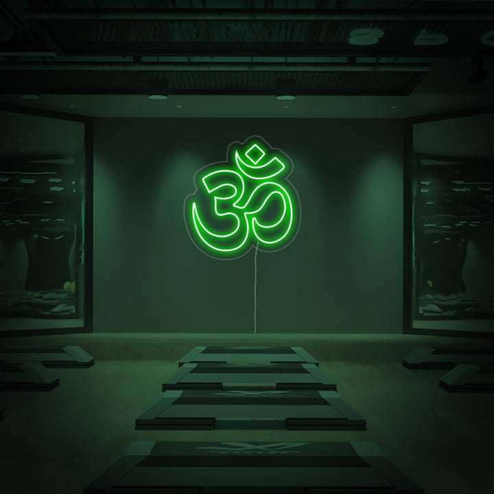 "Om Yoga, Yogadekor, Yogaväggkonst" Neonskylt