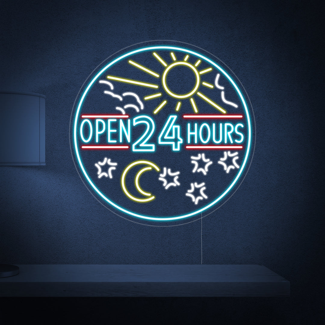 "Open 24 Hours" Neonskylt