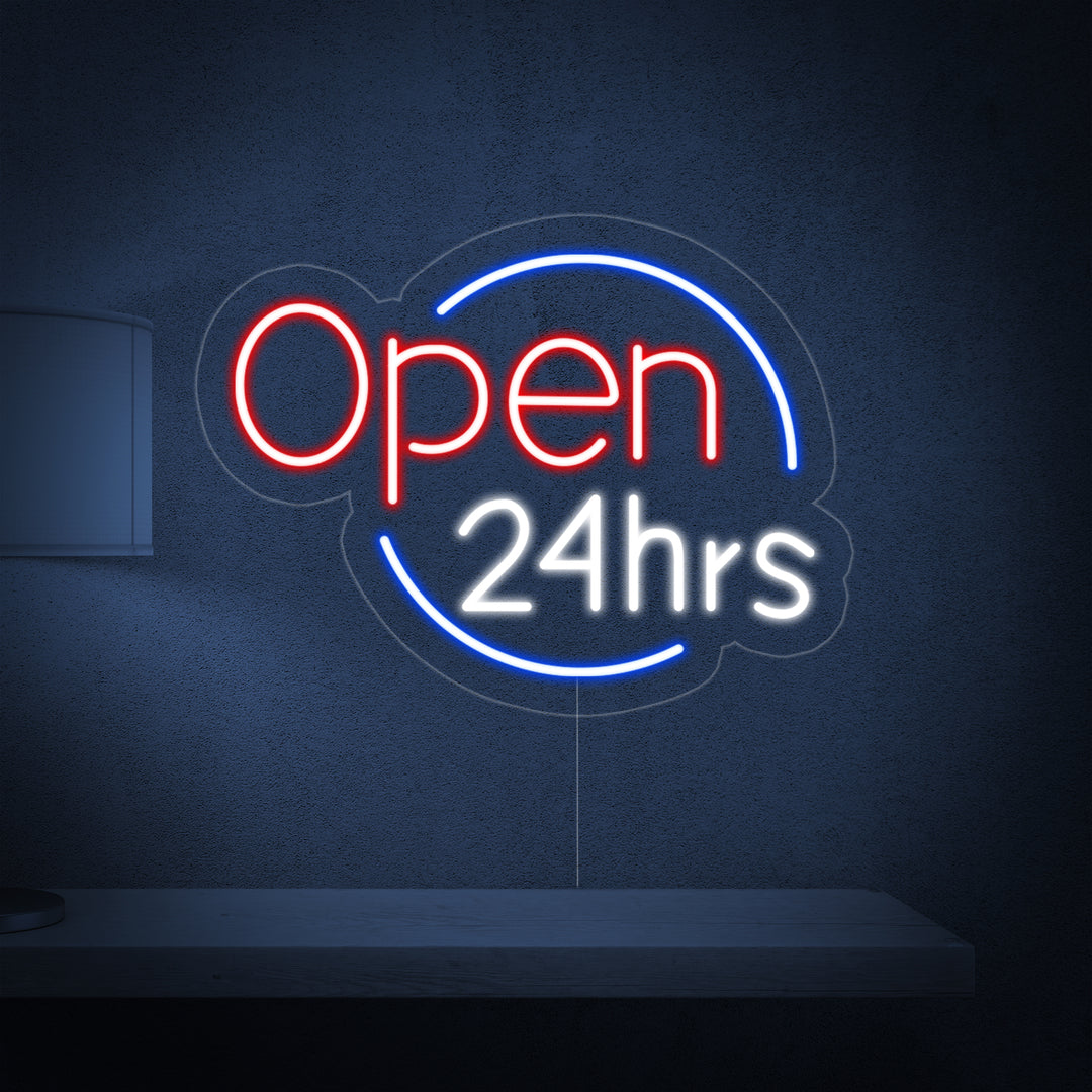 "Open 24 Hrs" Neonskylt