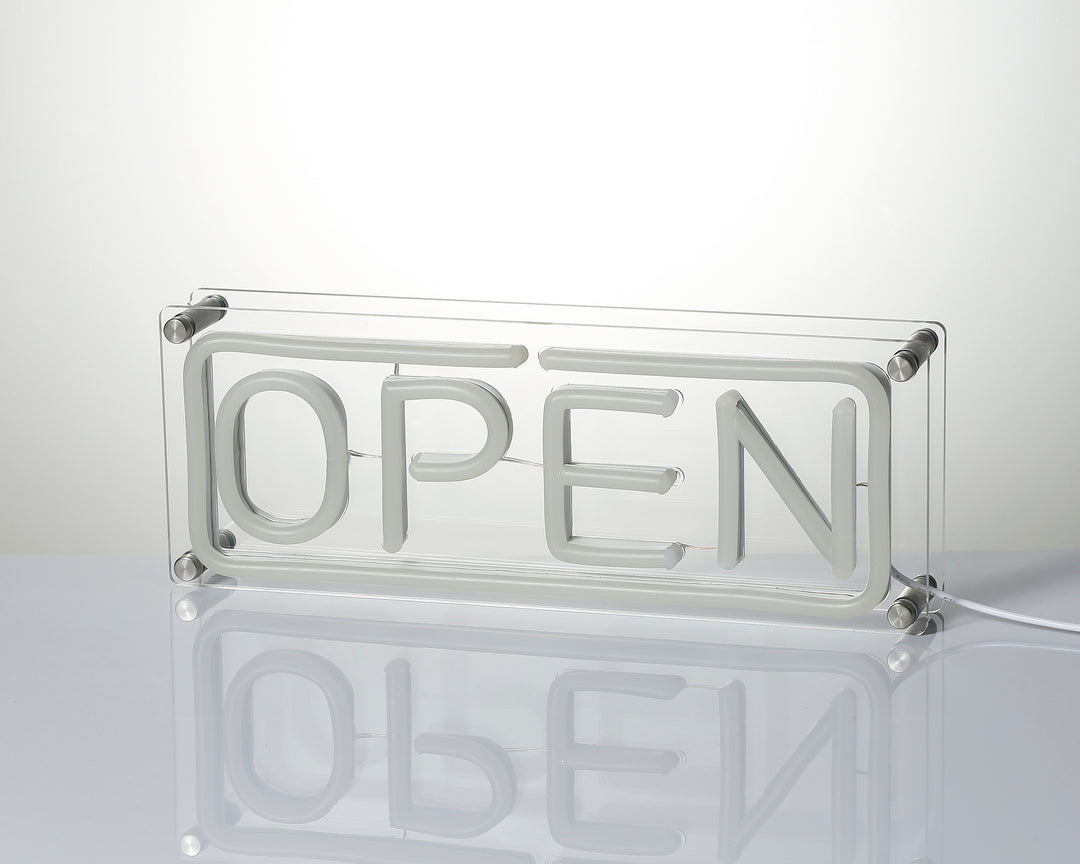 "Open" Skrivbords LED Neonskylt