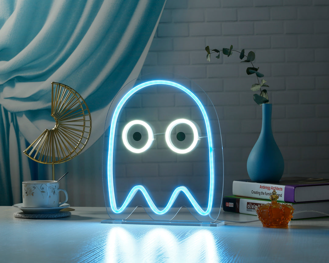 "Pac Man Ghost Desk LED" Neonskylt