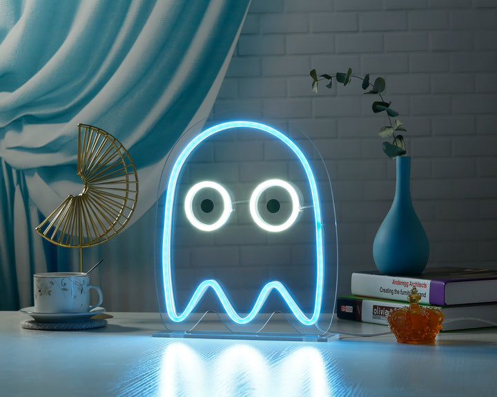 "Pac Man Ghost Desk LED" Neonskylt
