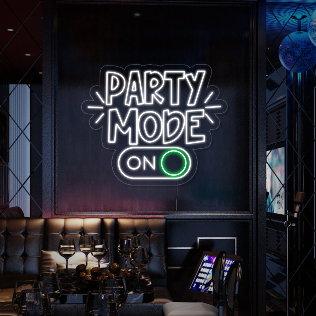 "Party Mode On" Neonskylt
