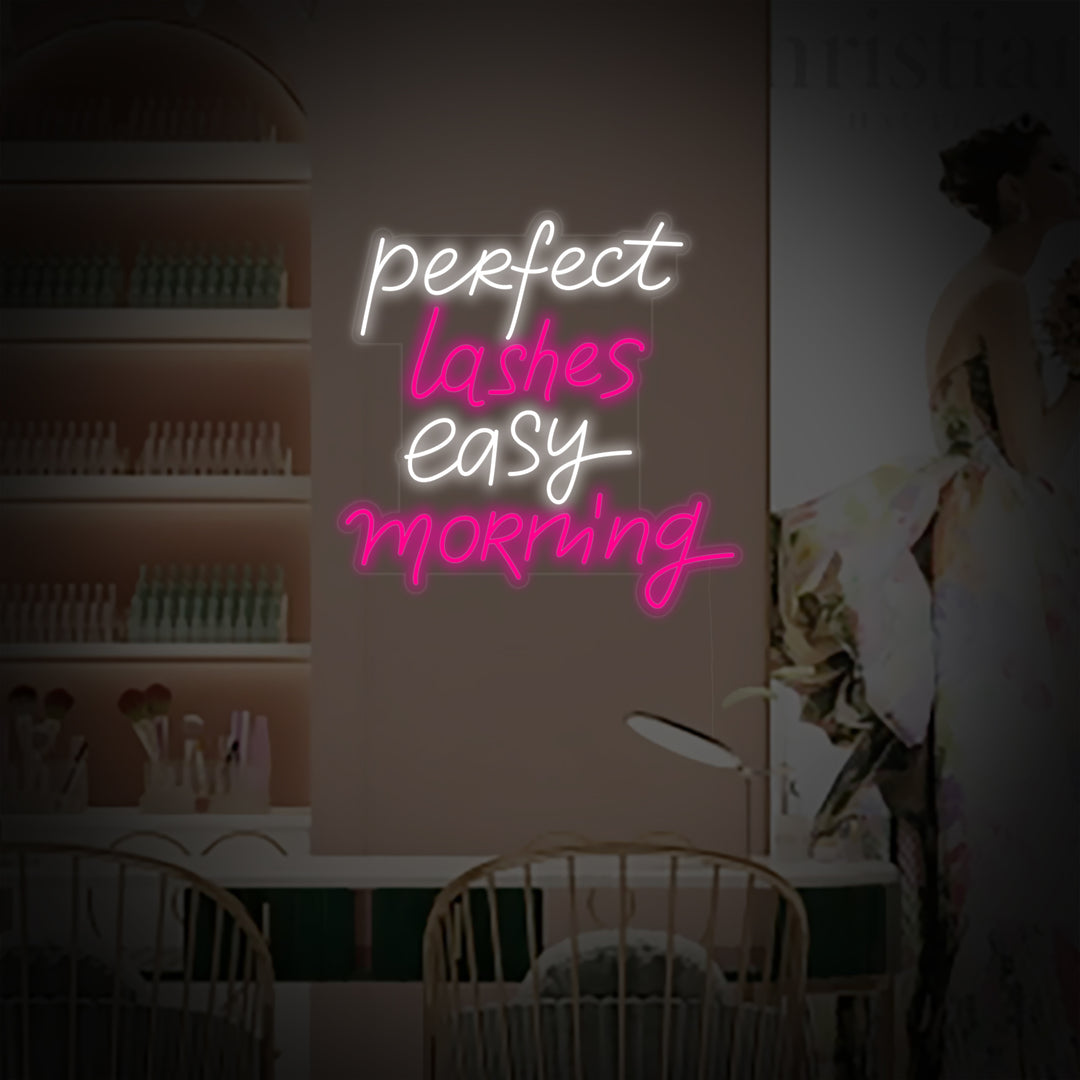 "Perfect Lashes Easy Morning" Neonskylt