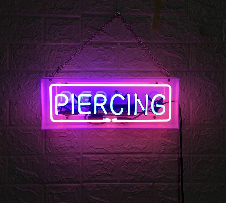 "Piercing" Akrylbox Neonskylt, Glas Neonskylt, Bord Neonskylt