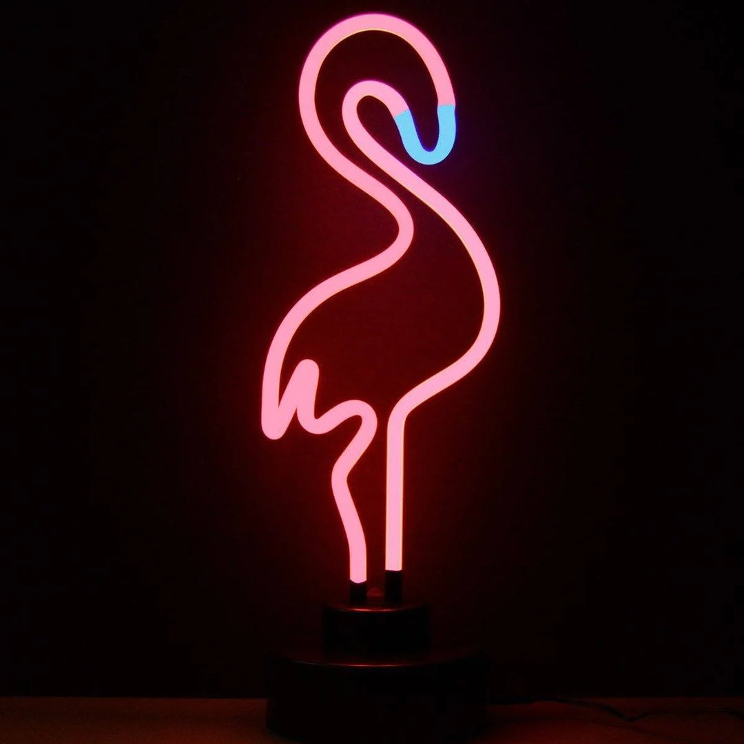 "Rosa Flamingo Bord Neonskylt, Glas Neonskylt" Neonskylt