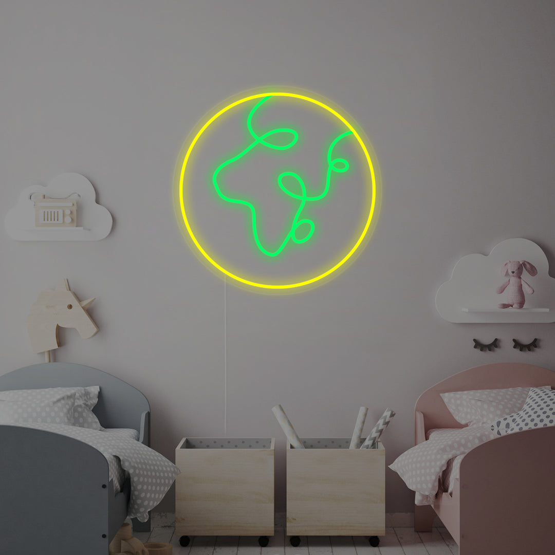 "Planet Och Jord, Dekor För Barnrum" Neonskylt