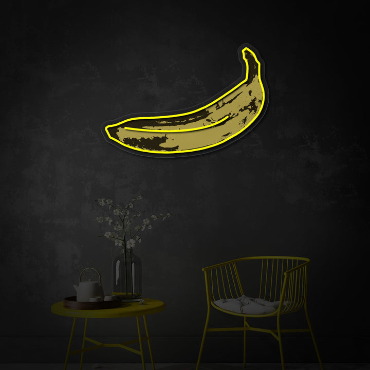 "Pop Art Banana, känd konstnärs målning" UV-tryckt LED-neonskylt