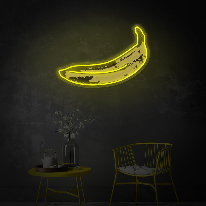 "Pop Art Banana, känd konstnärs målning" UV-tryckt LED-neonskylt