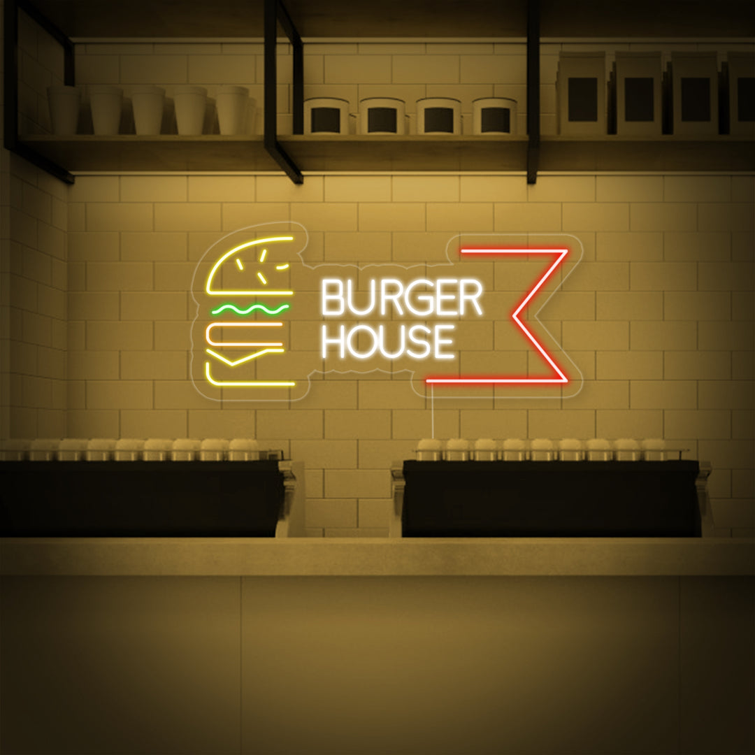 "Restaurang Burger House" Neonskylt