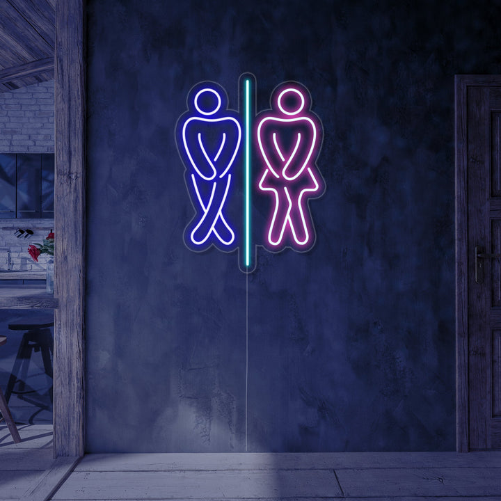 "Toalett, pojke, flicka, toalett" Neonskylt