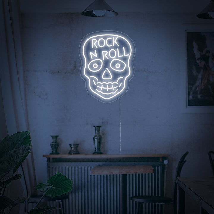 "Rock N Roll, Skalle" Neonskylt