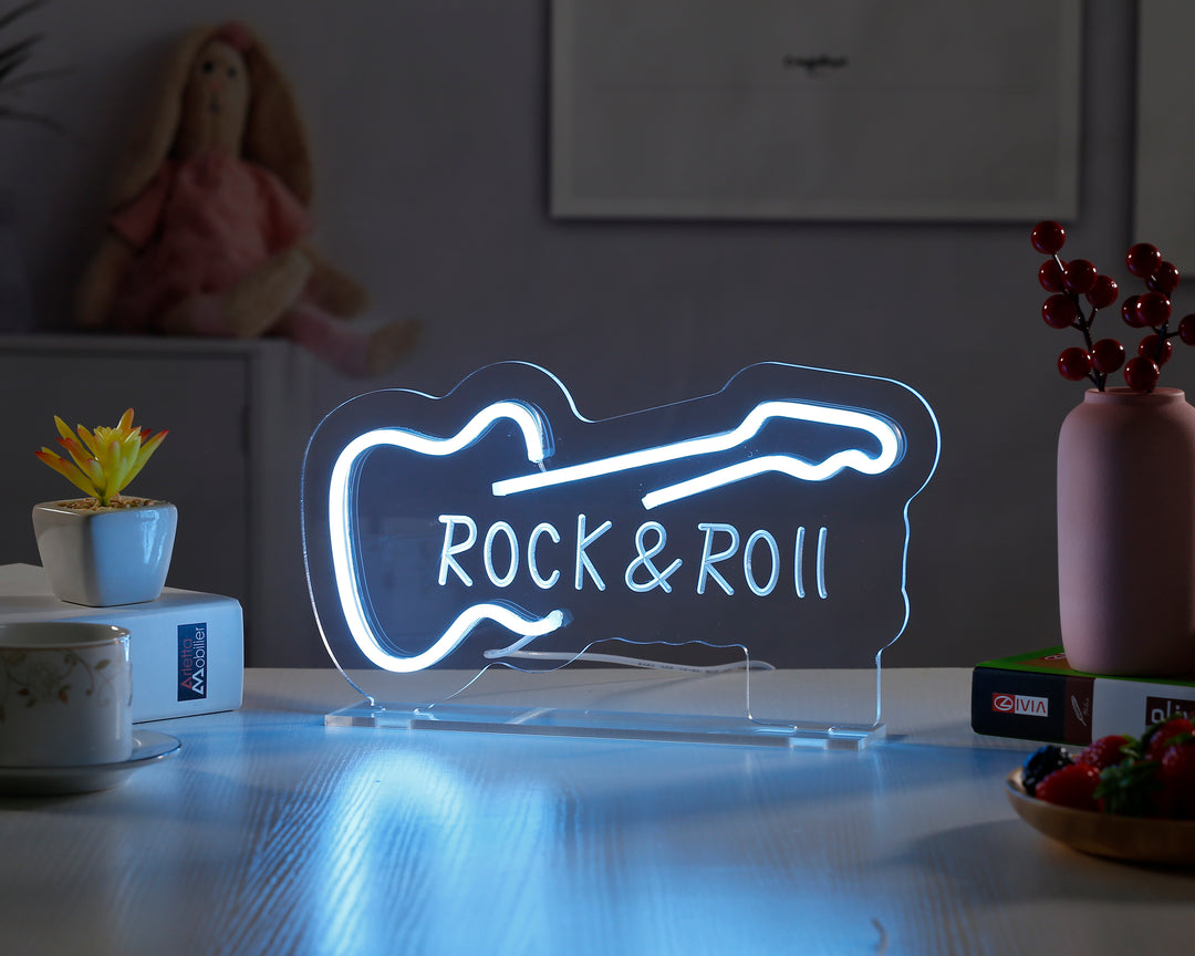 "Rock Roll" Skrivbords LED Neonskylt