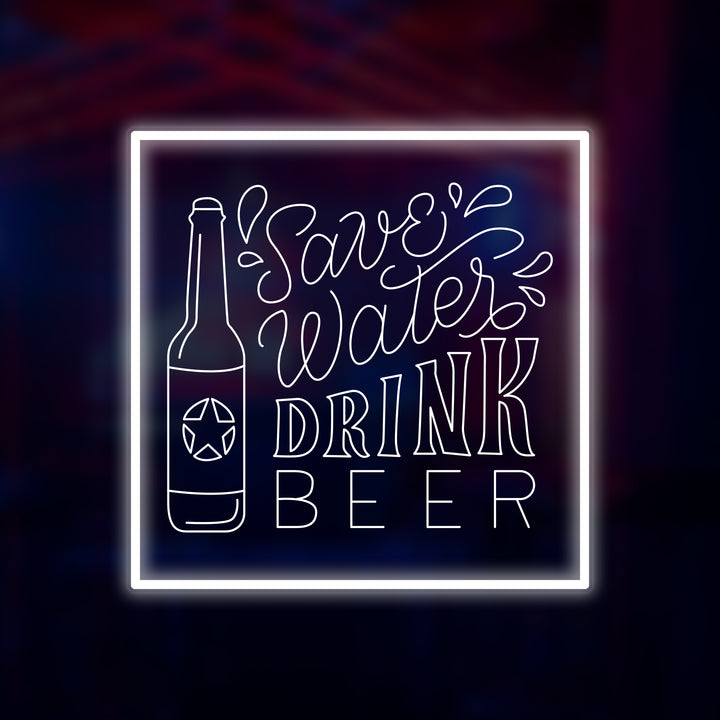 "Save Water Drink Beer" Mini Neon Skylt
