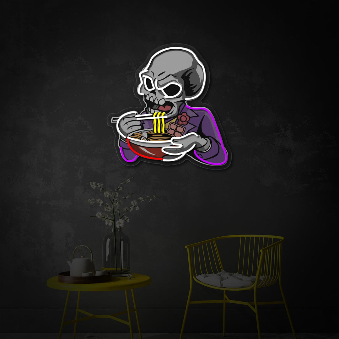 "Skull Ramen, japansk restauranglogotyp" UV-tryckt LED-neonskylt