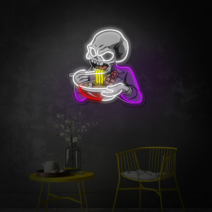 "Skull Ramen, japansk restauranglogotyp" UV-tryckt LED-neonskylt