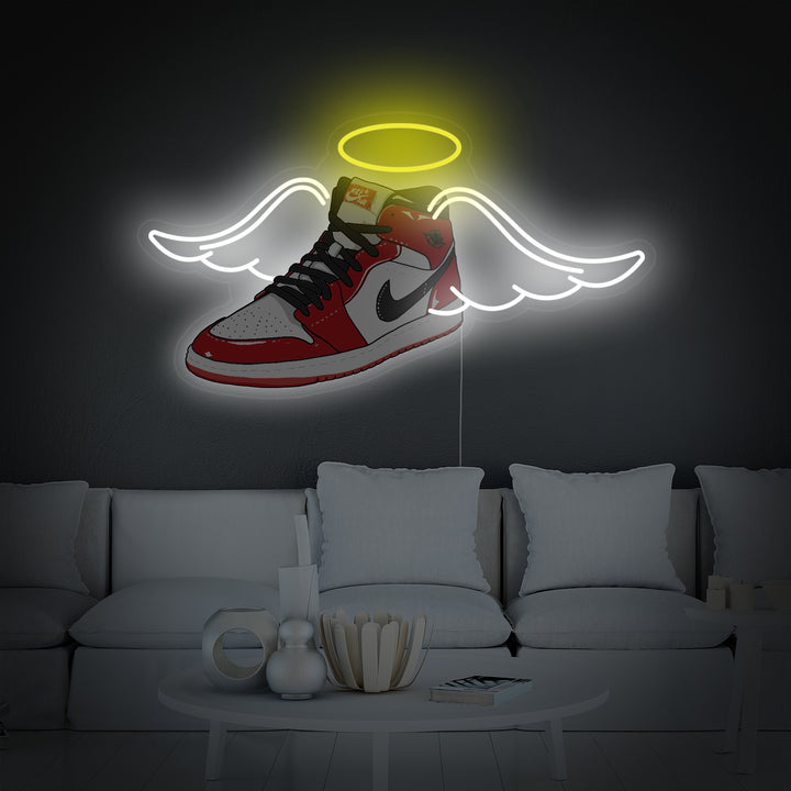 "Sneakers Skor Med Vingar UV-Tryck" Neonskylt