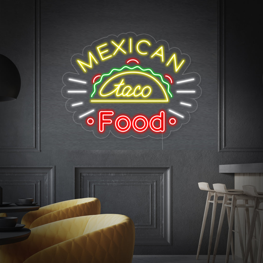 "Taco On Mexican Food" Neonskylt