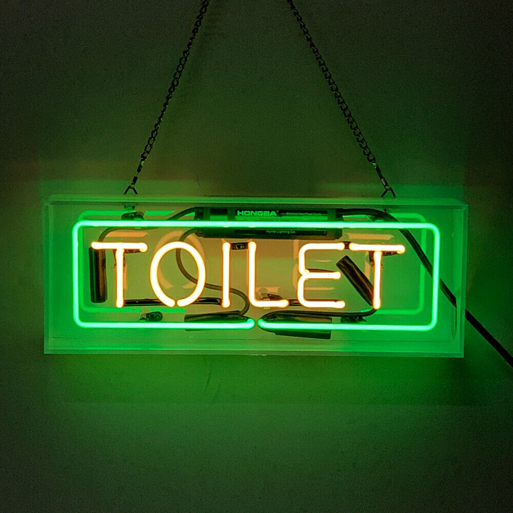 "Toliet" Akrylbox Neonskylt, Glas Neonskylt, Bord Neonskylt