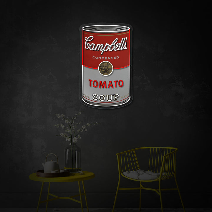 "Tomatsoppaburk, popkonst" UV-tryckt LED-neonskylt