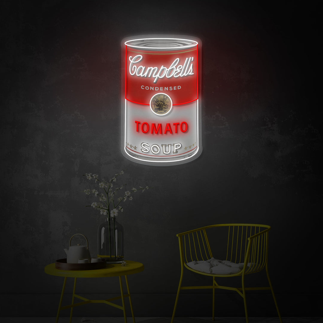 "Tomatsoppaburk, popkonst" UV-tryckt LED-neonskylt