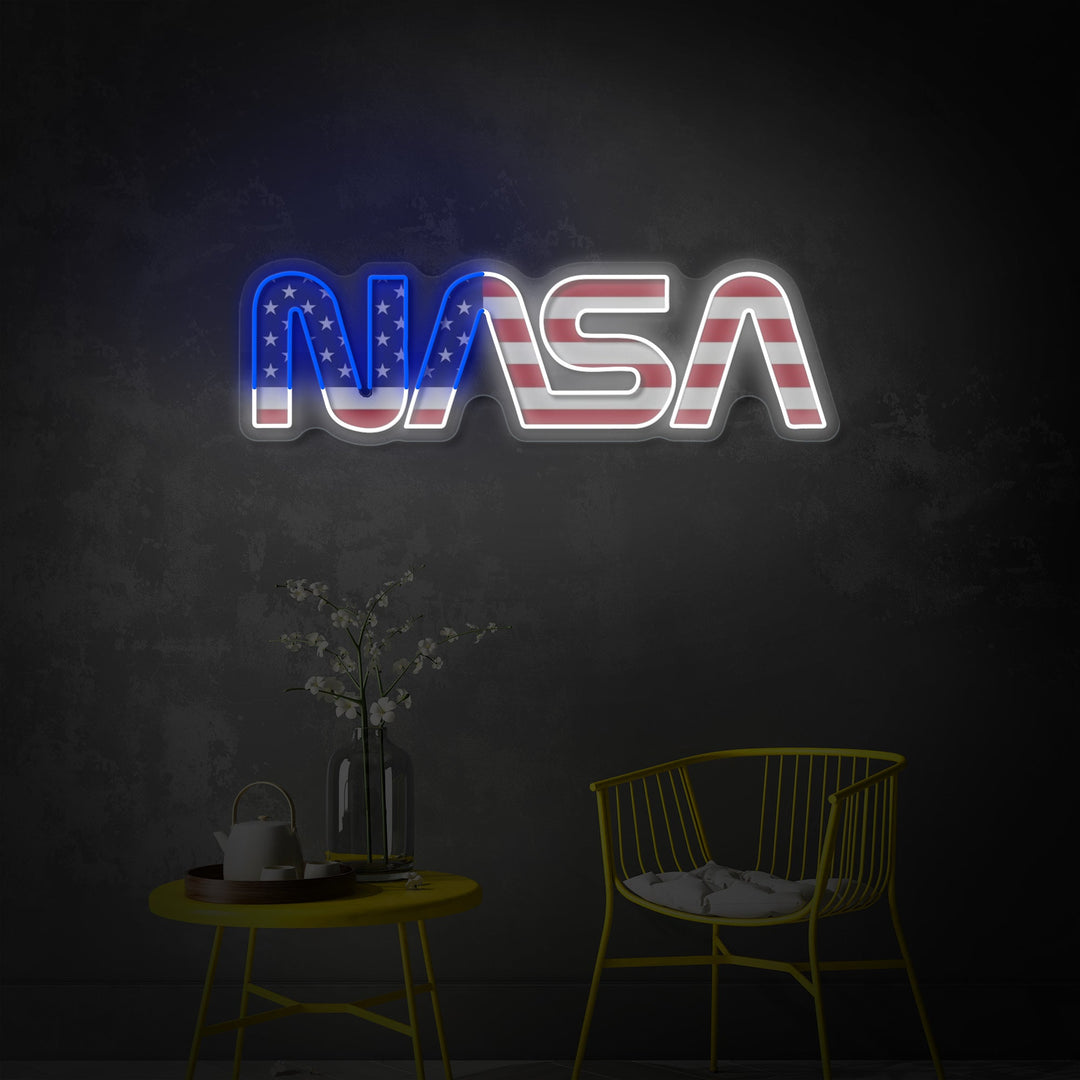 "USA flagga formad Nas logotyp" UV-tryckt LED-neonskylt
