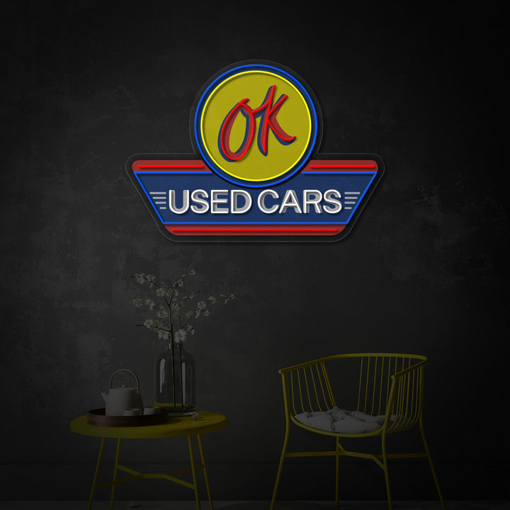 "Used Cars, logotyp för bilservice" UV-tryckt LED-neonskylt