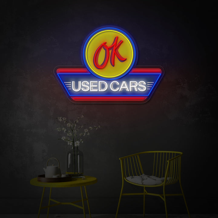 "Used Cars, logotyp för bilservice" UV-tryckt LED-neonskylt