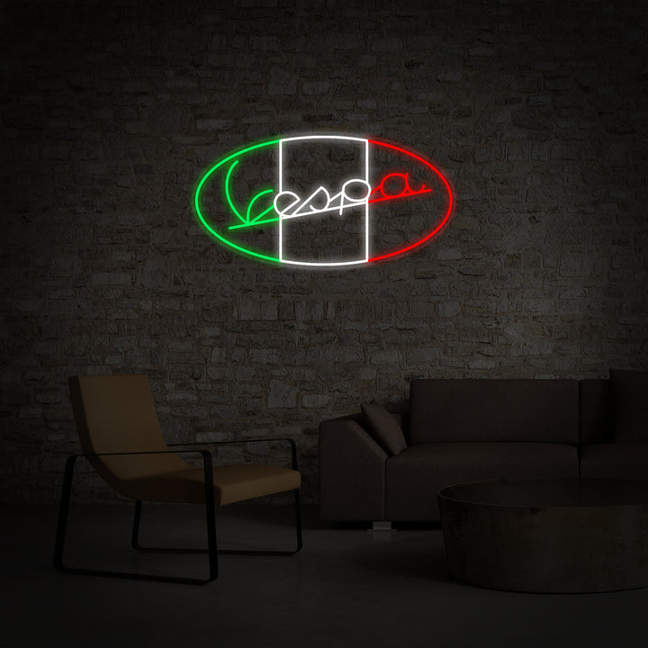 "Vespa Italienska Motorcycle Logo" Neonskylt