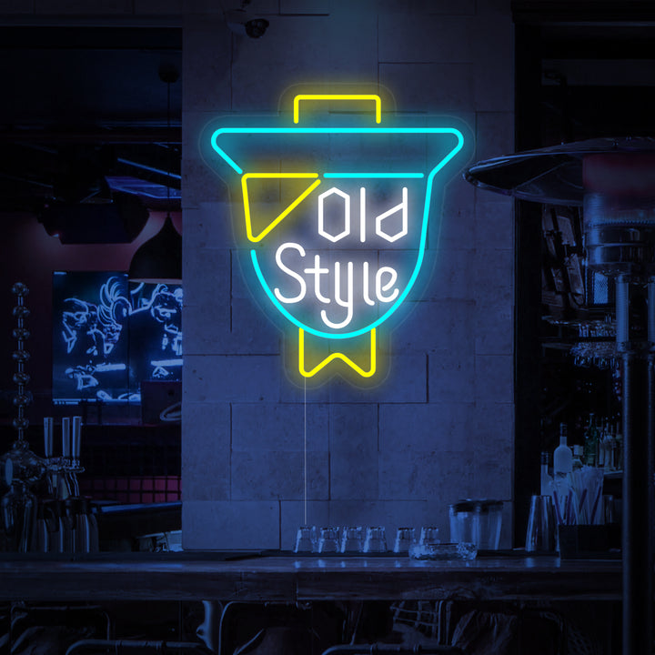 "Vintage Old Style Ölbar" Neonskylt