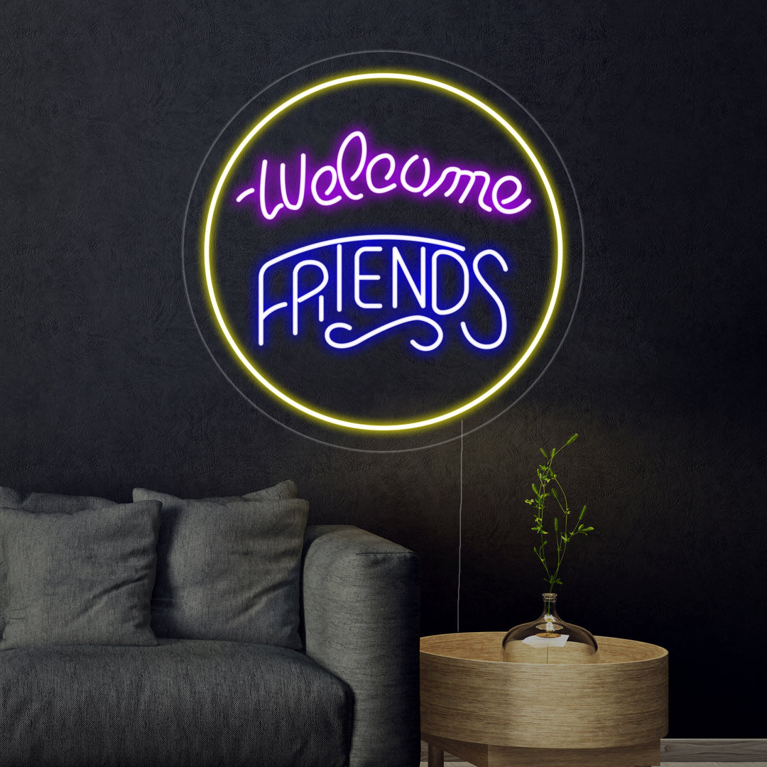 "Welcome Friends" Neonskylt