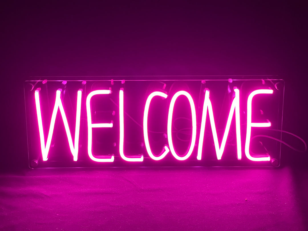 "Welcome" Skrivbords LED Neonskylt