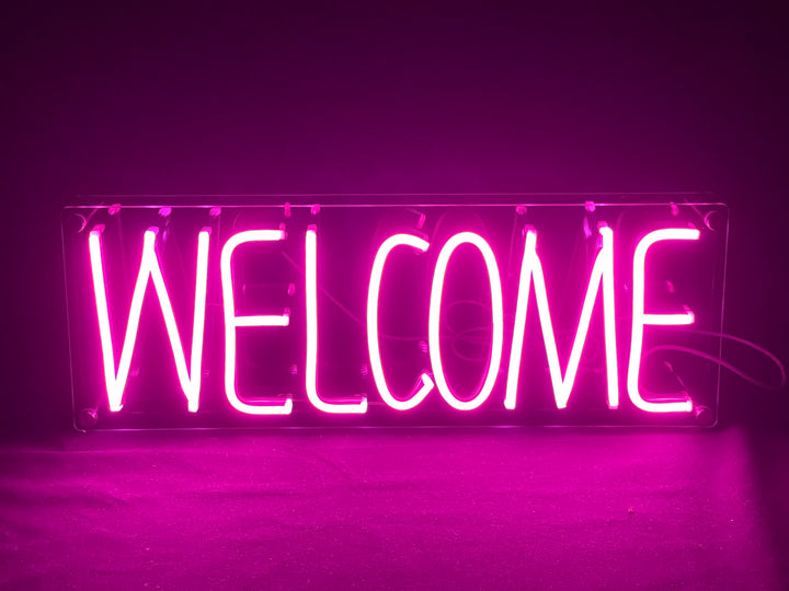 "Welcome" Skrivbords LED Neonskylt