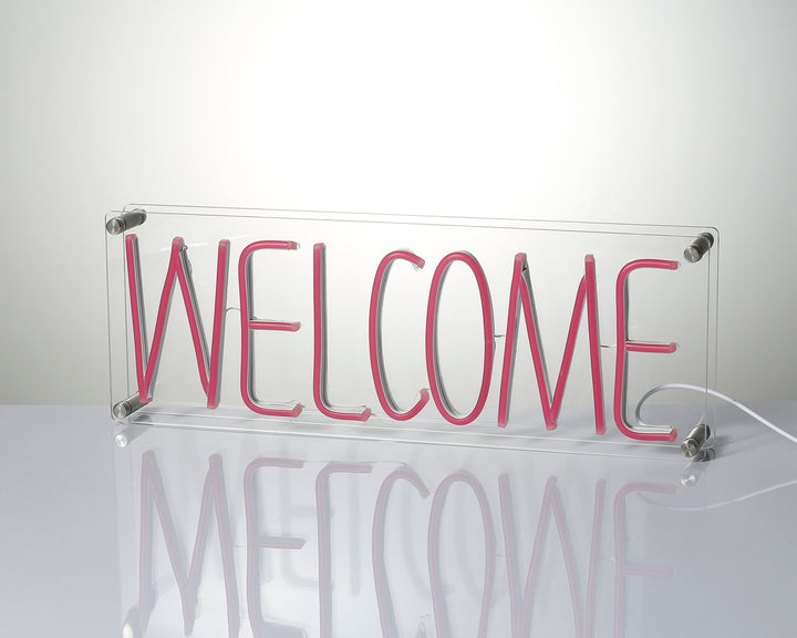 "Welcome" Skrivbords LED Neonskylt