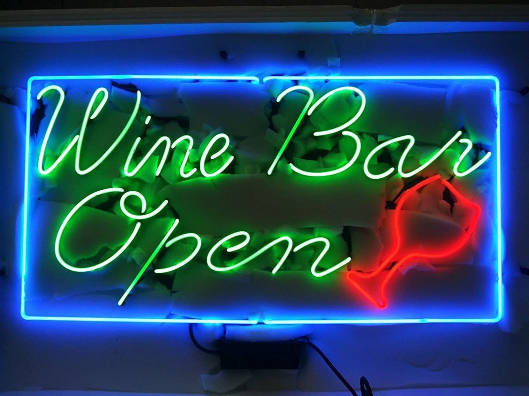"Wine Bar Open" Neonskylt