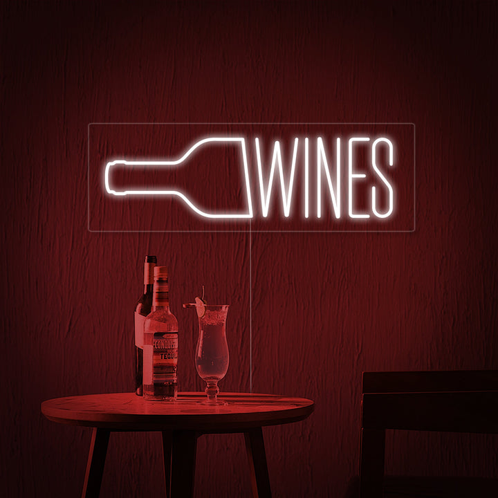 "Wine, Vinflaska, Baari" Neonskylt