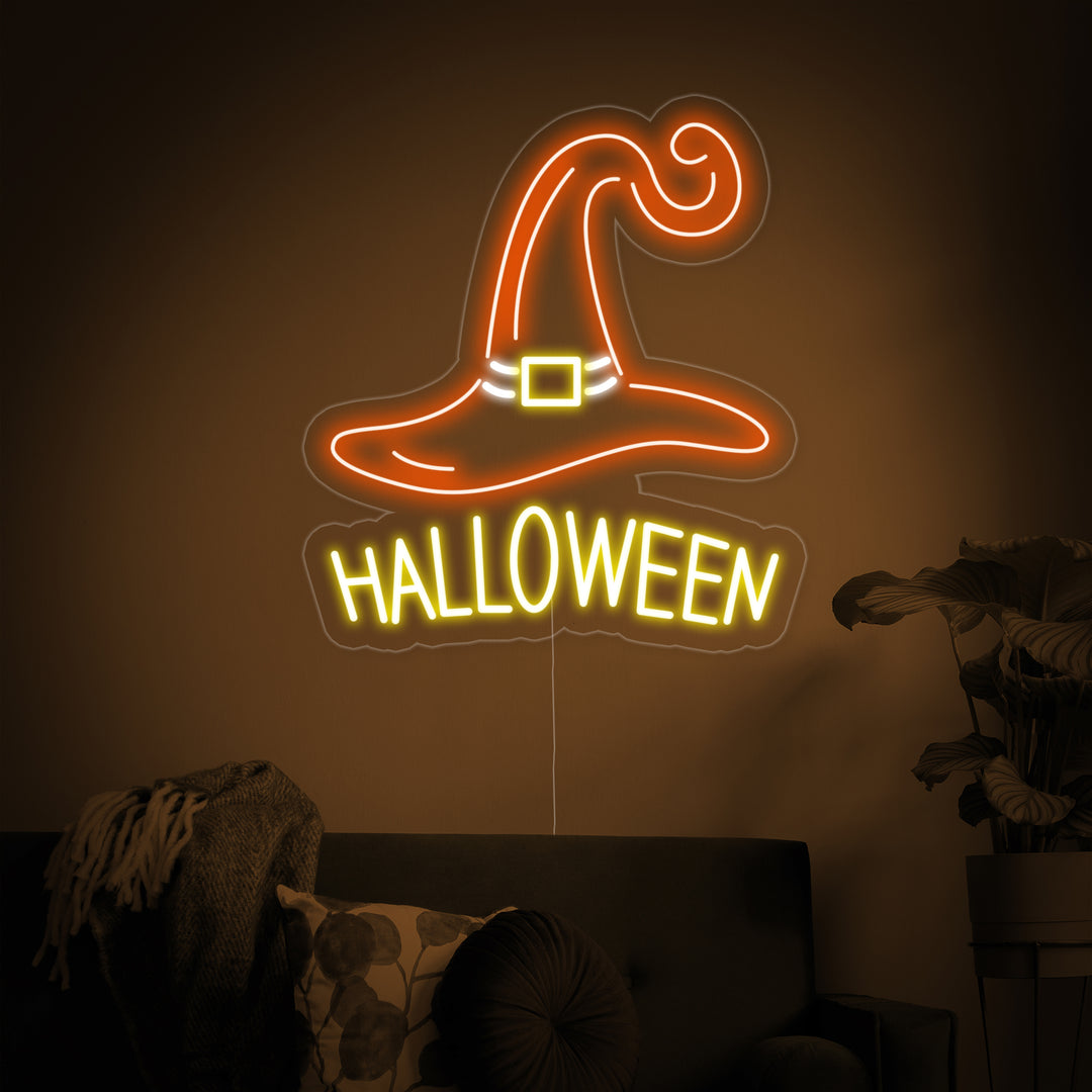 "Häxhatt, Halloween" Neonskylt
