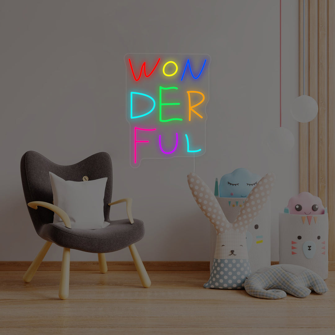 "Wonderful, Dekor För Barnrum" Neonskylt