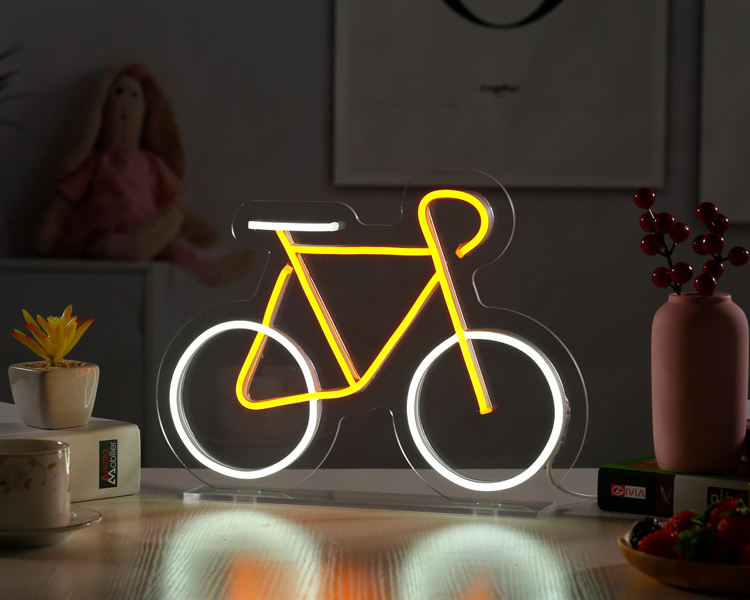 "Gul Cykel" Skrivbords LED Neonskylt