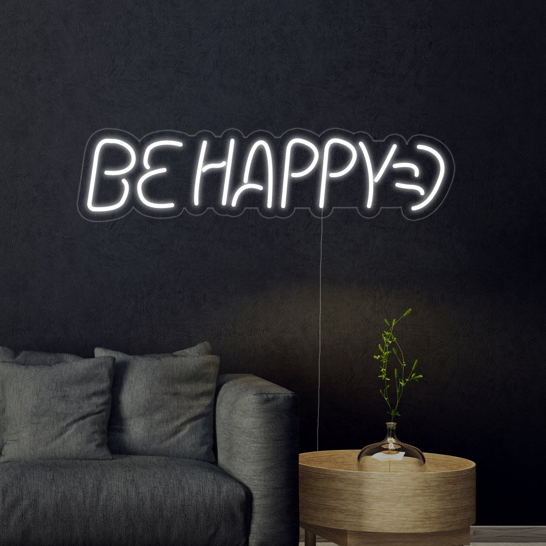 "Be Happy" Neonskylt